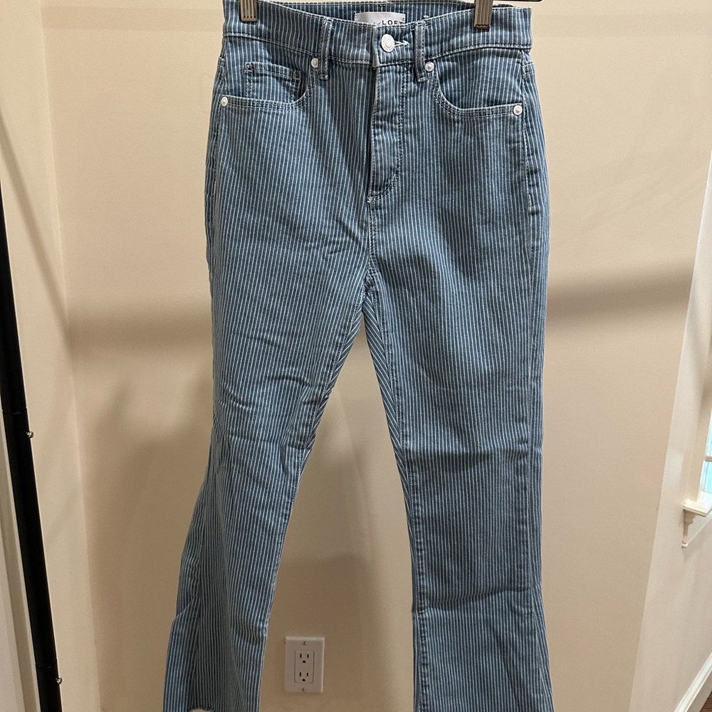 LOFT Blue Pinstriped Flare Jeans